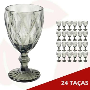 Imagem de 24 Taça Cinza Metalizada 340ML Diamond Vidro Elegante Chic Luxo - PRAT