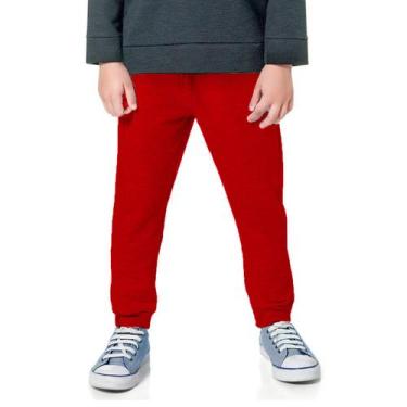 Imagem de Calça Moletom Infantil Flanelado 4 A 8 anos Vermelha Inverno Uniforme 