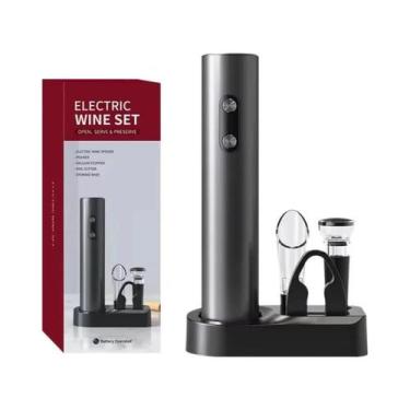 Imagem de Conjunto Abridor De Vinho Elétrico Automático Multifuncional Com Tampa