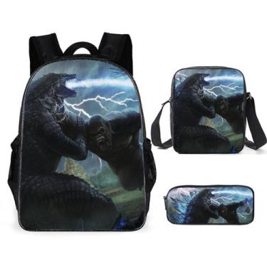 Imagem de Conjunto de mochilas escolares Kings Kongs vs Godzillas Kids Nylon - Y