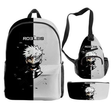 Imagem de Mochila escolar, conjunto de 3 peças Robleis Anime para crianças - yiw