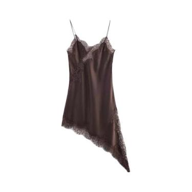 Imagem de Vestido Feminino Sexy Com Decote Em V E Renda, Estilo Halter, Bainha A