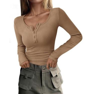 Imagem de Camiseta PRETTYGARDEN 2025 Manga Longa Henley Slim Fit XXL