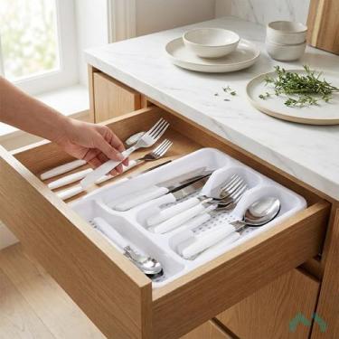 Imagem de Faqueiro Inox Jogo De Talheres Porta Talher Com 25 Peças Vermelho - Mm