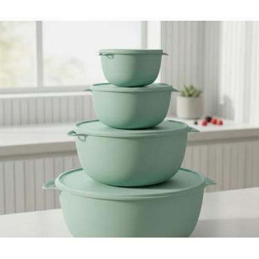 Imagem de Kit 4 Potes Plastico Redondos Bowl Cores Neutras - Casa Bella Decor
