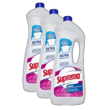 Imagem de 3 Alvejante Sem Cloro Ultra Branqueador Suprema 1,5 Litros