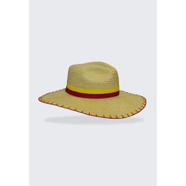Imagem de Chapéu Areia Branca UV50+ Bordado Palha Amarelo Único-Feminino