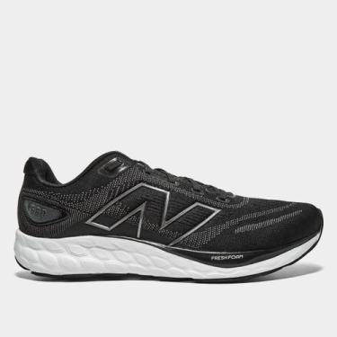 Imagem de Tênis New Balance Fresh Foam 680 V8 Masculino, Preto, Branco, 39