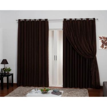 Imagem de Cortina Blackout Tecido 3,00X2,80 Com Voil  Marrom