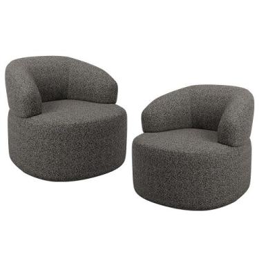 Imagem de Kit 02 Poltronas Giratória Orgânica Para Sala de Estar Living Helena L