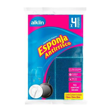 Imagem de Esponja Antirrisco com 4 Unidades Azul Alklin