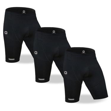 Imagem de Kit 3 Bermuda De Compressão Com Bolso Anti Assadura Térmica Corrida Ciclismo-Masculino