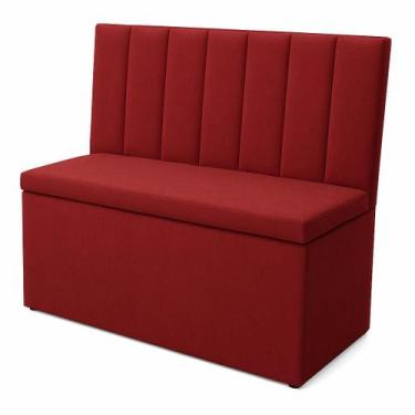 Imagem de Conjunto Canto Alemão Encosto Ripado Suede 90cm - GENKI KENKO, VERMELH