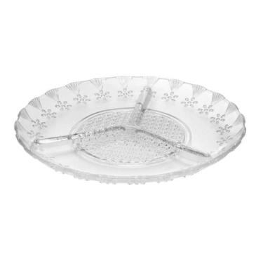 Imagem de Petisqueira Lyor Floral de Vidro com 3 Divisórias 19,5cm