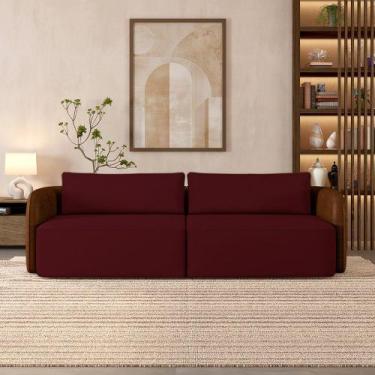 Imagem de Sofá Living Sala de Estar Abel 240cm Bipartido pés de Madeira PU/Velud