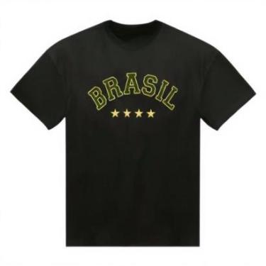 Imagem de Camiseta Masculina Brasil Estrelas Jogos Copa Malha Leve em Algodão Básica do P ao G1-Masculino