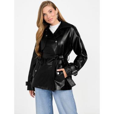 Imagem de Trench Coat Eco Médio Preto-Feminino