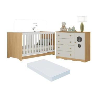 Imagem de Berço Americano 3 Em 1 Com Colchão Incluso E Cômoda Sonho Multimóveis 