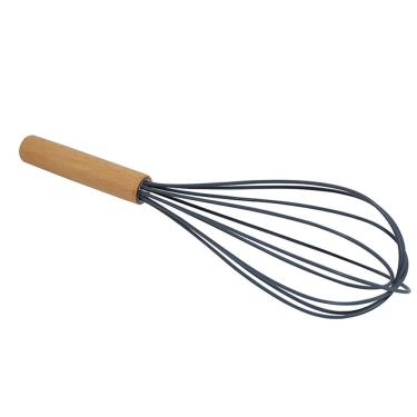 Imagem de Batedor de Cozinha de Silicone com Cabo de Madeira 31,0CM para Misturar Alimentos sem R...