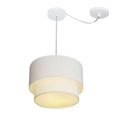 Imagem de Lustre Pendente Duplo Cilíndrico Md-4358 com Desvio de Centro e Cúpula em Tecido 30x25C...