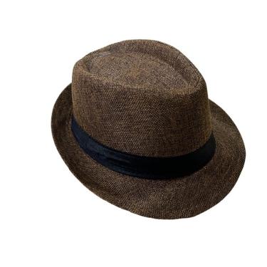Imagem de Chapéu Panamá Fedora OEM 1603 em Palha Sintética Tamanho Único Médio 58 Marrom Social Clássico Unissex