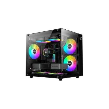 Imagem de Gabinete Gamer Kalkan Midgard Lite Wind, M-ATX, Frontal e Lateral em Vidro Temperado, 3...