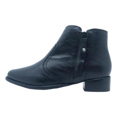 Imagem de Bota andacco feminina west salto baixo em couro  4630, Preto, 36