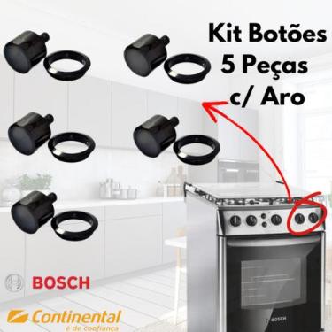 Imagem de Botão de Fogão Continental Bosch Com Moldura 5 pecas - Preto / Branco 
