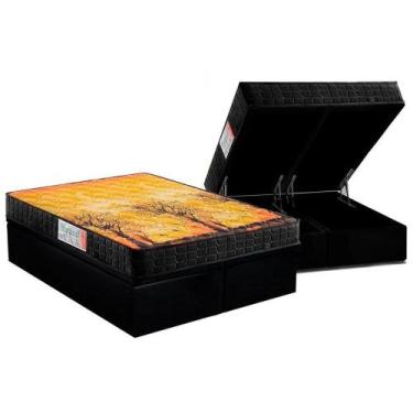 Imagem de Cama Box Baú Queen: Colchão Ortopédico Anjos D28 / AG65 Pantanal + Bas