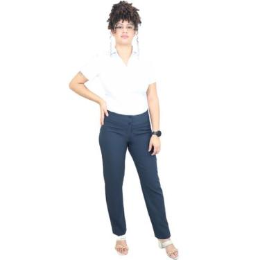 Imagem de Calça social feminina cigarrete - Demorgan Uniformes, Marinho, 46