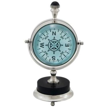 Imagem de Relógio de Mesa Decorativo Prateado c Base - LUXdécor