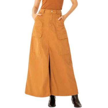 Imagem de Saia enfim cargo midi em sarja feminino ref: mal1000130866, Marrom, 46