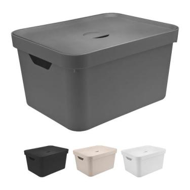 Imagem de Caixa Organizadora Com Tampa Média Ou 36x27x24cm Quarto, Chumbo