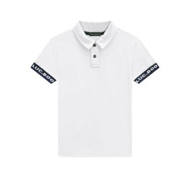 Imagem de Camiseta Polo Infantil Menino Malha Luc.boo Branca, 8