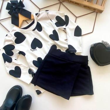 Imagem de Conjunto infantil Short saia + blusa manga longa Premium 2 ao 12 - Pir