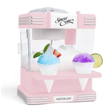 Imagem de Nostalgia Máquina de Raspar Gelo Retro para Snow Cone - Capacidade 4,7L, Lâminas Aço Inox, Rosa