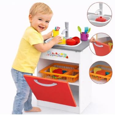 Imagem de Pia Infantil Educativa Super Clean com Acessórios Cozinha Completa MDF Pintura Atóxica Yeet