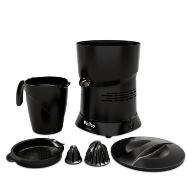 Imagem de Espremedor de Frutas Philco PEF26A 260W 1.3L Bivolt Preto com 2 Cones Peneira e Jarra
