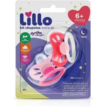 Imagem de Kit Chupeta Lillo Dia e Noite Fase 2 Silicone Orto Extra Air Cores Lev