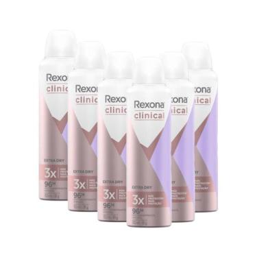 Imagem de Kit 6 Desodorantes Rexona Clinical Antitranspirante Aerossol Extra Dry