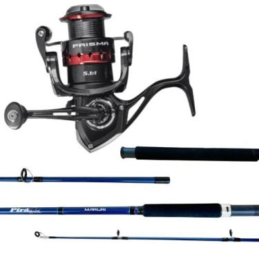 Imagem de Kit Pesca 30kg Molinete 6000 Vara Fira de Vidro Tubular 80lb - Marine 