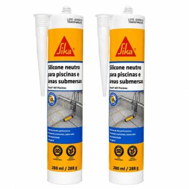 Imagem de Kit 2 Silicone Neutro Piscina Sikasil 401 Transparente 280ml