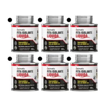 Imagem de Kit 6 fita isolante líquida quimatic 200ml preta bd1 tapmatic