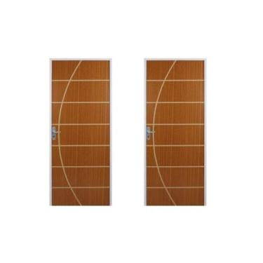 Imagem de 2 Kits Porta de Madeira Decorada 215x85cm com Batente de Aço 06cm Nebl