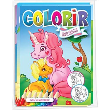Imagem de Solapa Média de Colorir - Unicórnios (pct com 08 livros diferentes)