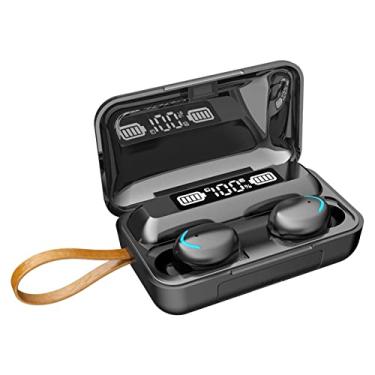 Imagem de fone de ouvido bluetooth,Fones De Ouvido Esportivo, Bluetooth 5.0, Estéreo, 9D LED, à Prova D'água - Preto, Com corda