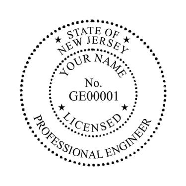 Imagem de Carimbo de engenheiro com autotinta; carimbo de borracha personalizado; carimbo de tinta ideal 500 carimbos redondos de borracha para o estado de Nova Jersey