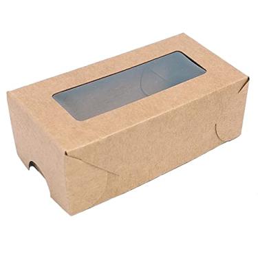 Imagem de 100 Caixas de papel kraft com visor, tamanho 7,5x4cm, ideal para doces, brigadeiros gourmet, trufas, presentes