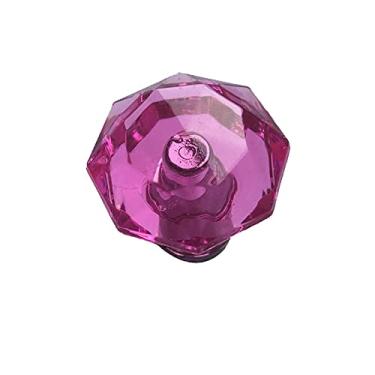 Imagem de 10 pcs Mini mini cor-de-rosa porta de vidro de cristal botões para jóias cosméticos caixa de gaveta móveis de armário alça de cozinha com parafusos YYDFPIIA