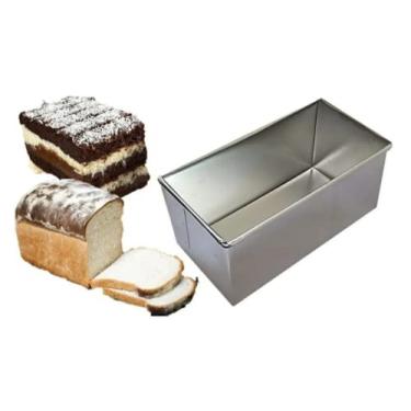 Imagem de Chicky Formas Kit 3 Formas Retangulares Altas Para Bolo/Pão Caseiro, Medidas 23x10x10cm, Prata
